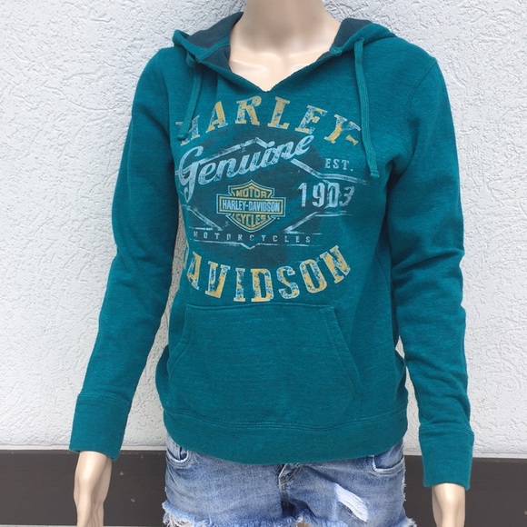 Harley-Davidson Tops - Harley Davidson hoodie small teal
